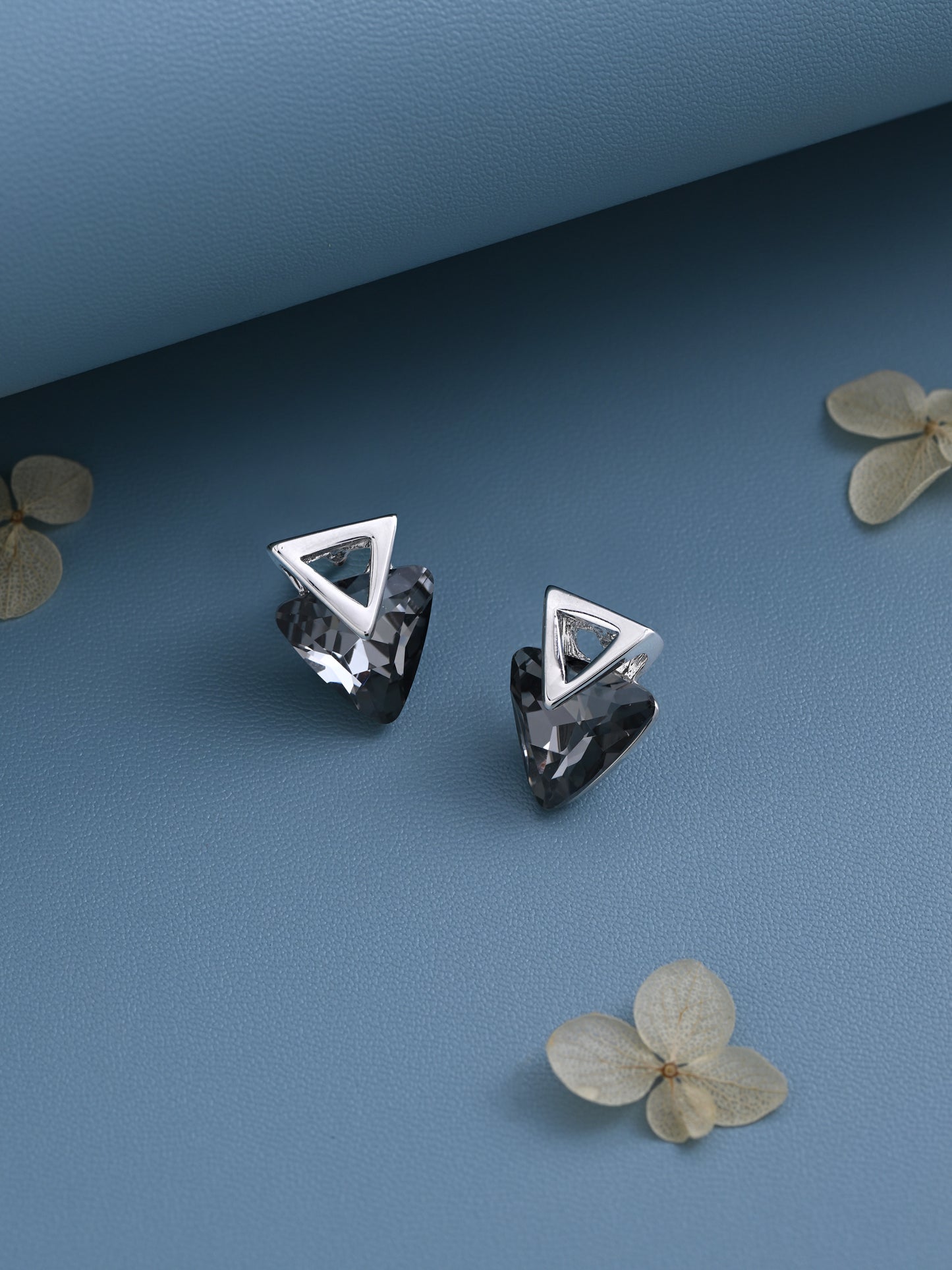 Grey Triangle Crystal Stud