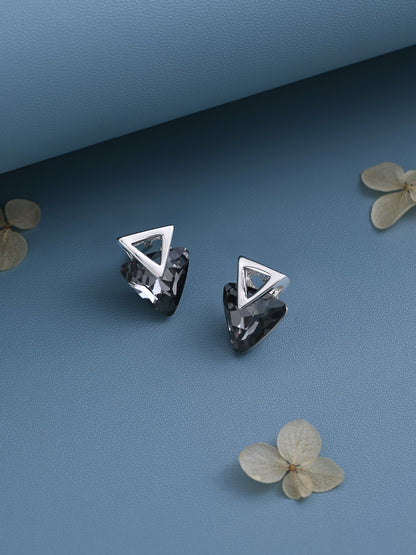 Grey Triangle Crystal Stud