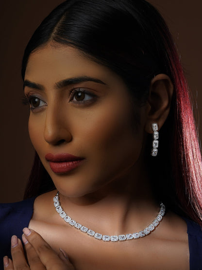 Princess Cut Diamond Necklace Set