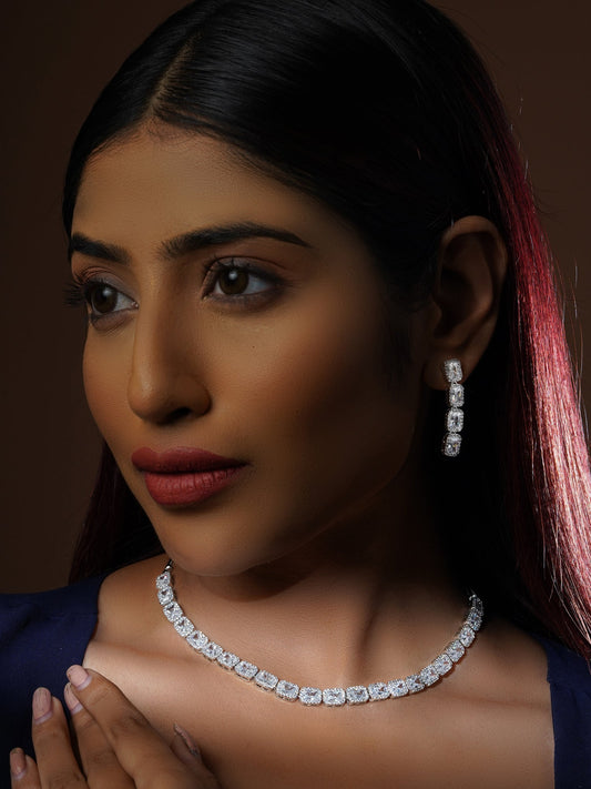 Princess Cut Diamond Necklace Set