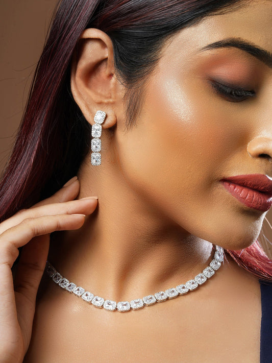 Princess Cut Diamond Necklace Set