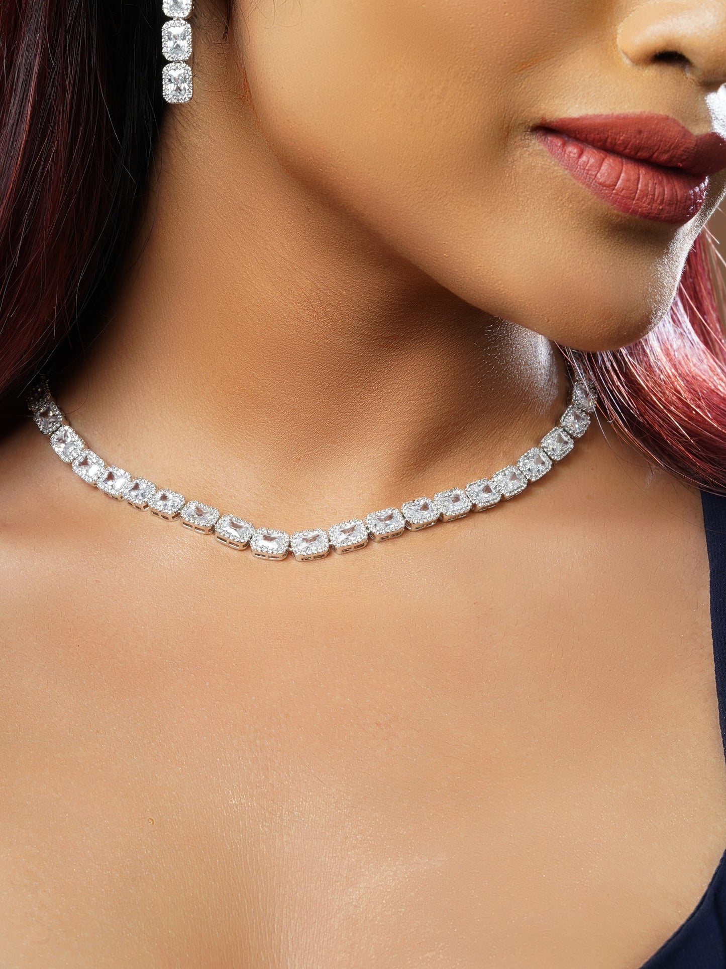 Princess Cut Diamond Necklace Set