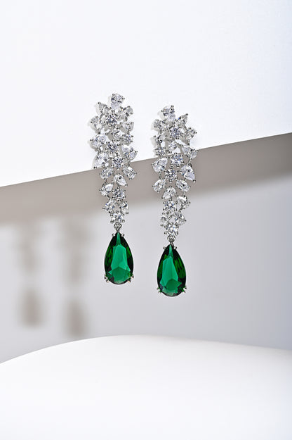 Emerald Green Zircon Diamond Danglers