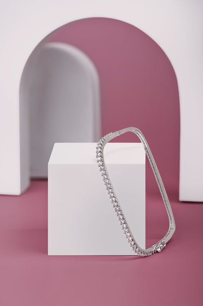 Rhodium Finish Diamond Square Bracelet
