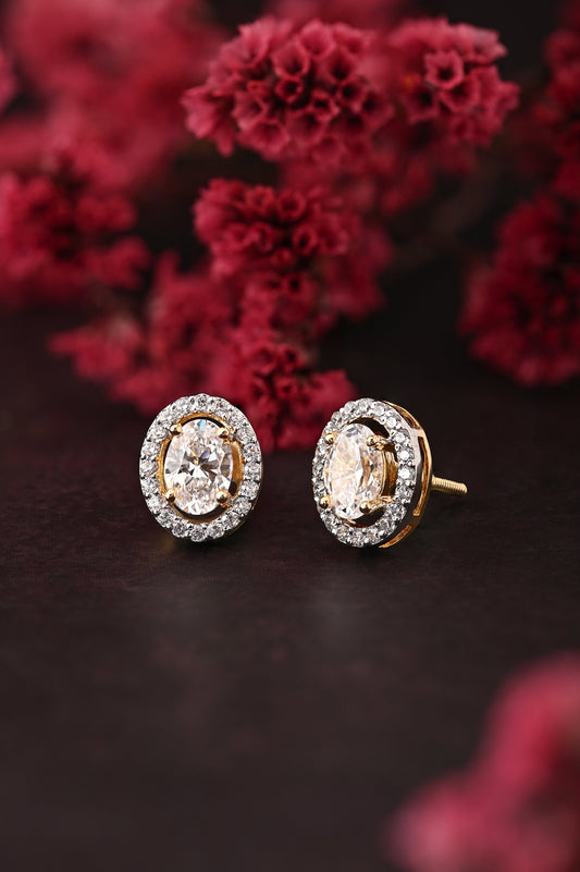 Swarovski Crystal Oval Stud with Halo