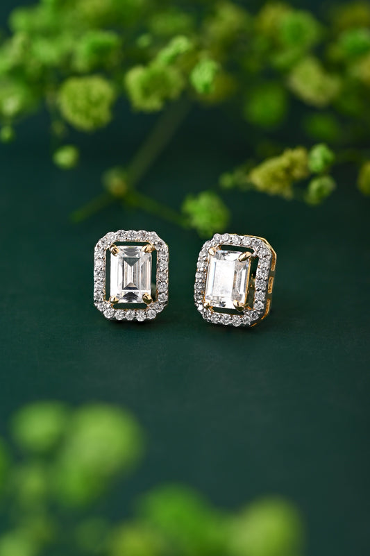 Swarovski Crystal Emerald Stud with Halo