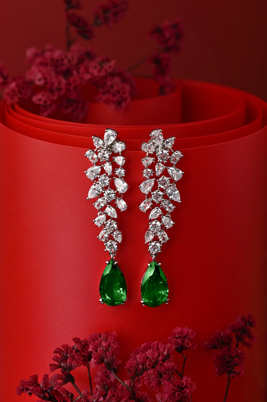 Emerald Green Zircon Diamond Danglers
