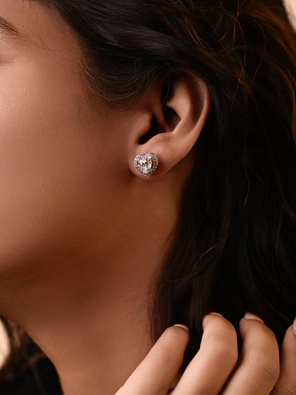 Heart Stud with Swarovski Crystal & Halo