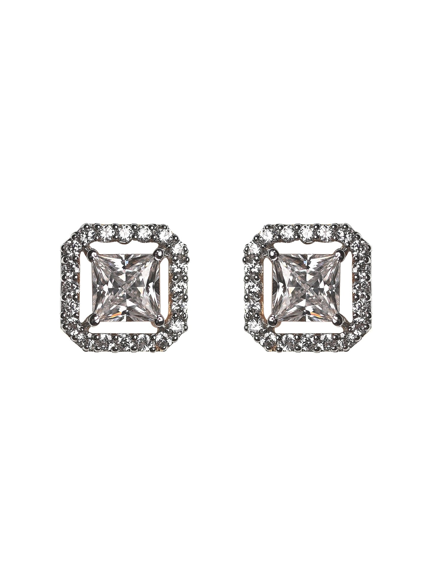 Princess Cut Swarovski Crystal Stud with Halo