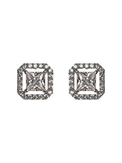 Princess Cut Swarovski Crystal Stud with Halo