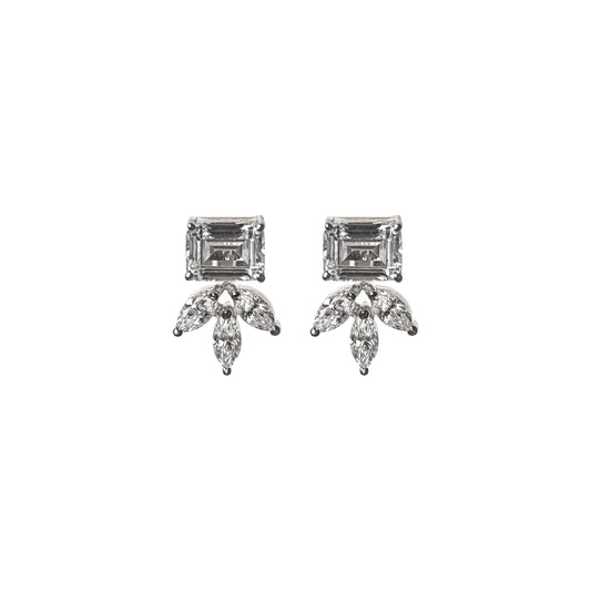 Emerald Cut Stud With Swarovski Crystals