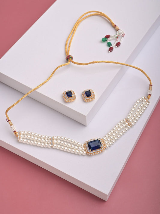 Sapphire & Pearl Choker Set