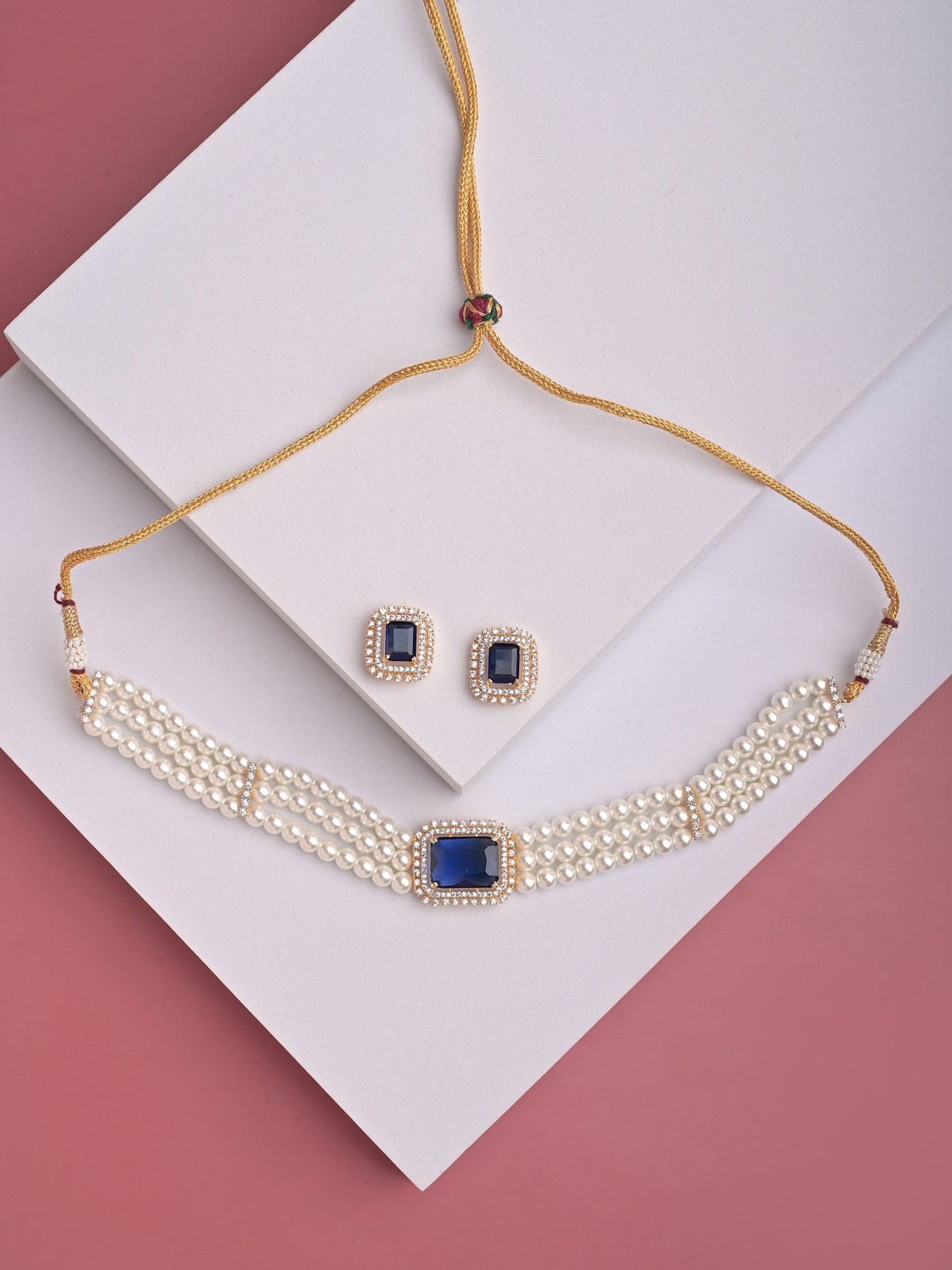 Sapphire & Pearl Choker Set