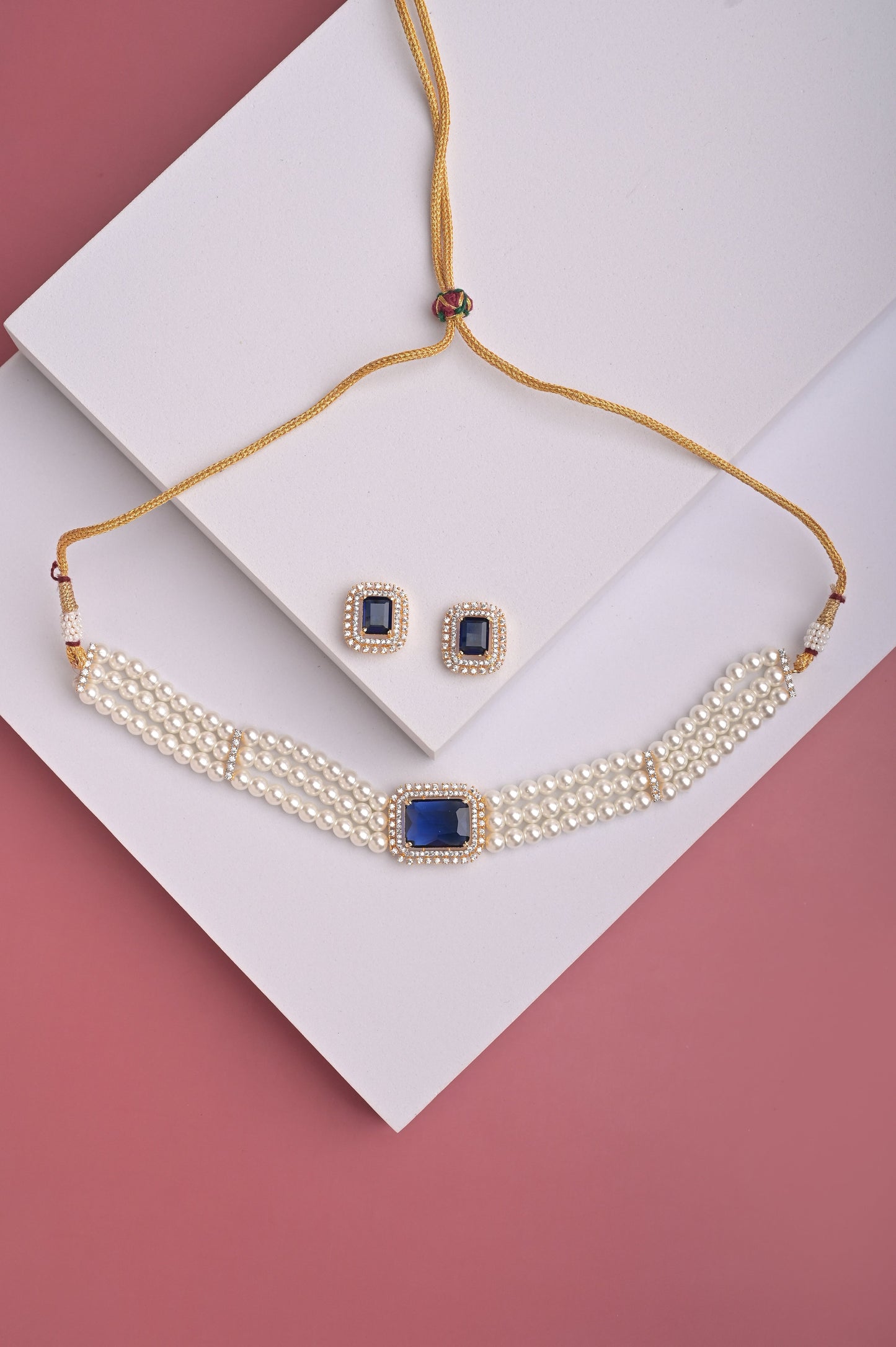 Sapphire & Pearl Choker Set