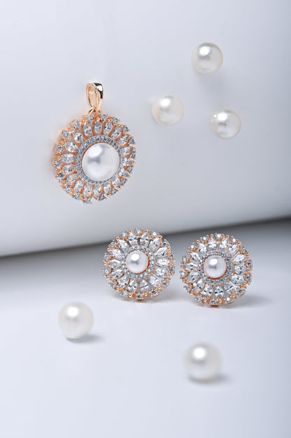 Pearl & Diamond Pendant Set