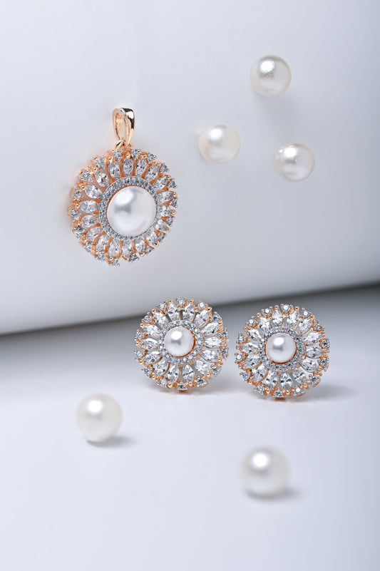 Pearl & Diamond Pendant Set