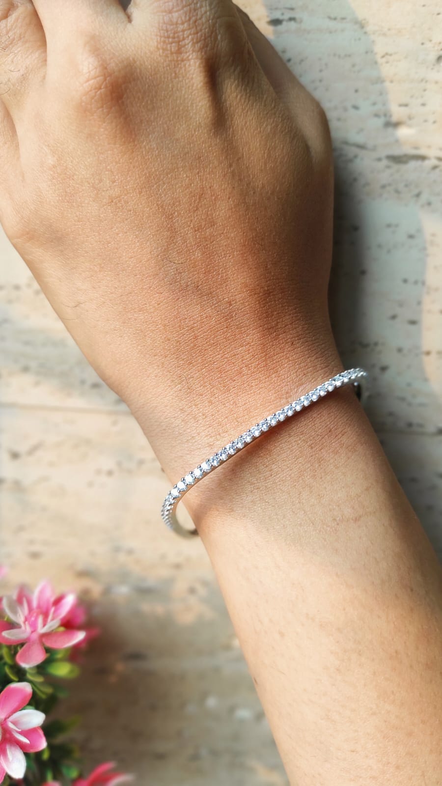 Rhodium Finish Diamond Square Bracelet