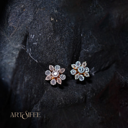 Italian Gold & Silver Diamond Studs