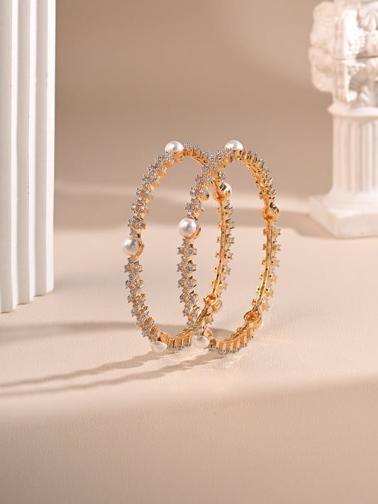 Pearl And Diamond Pair Of Bangles