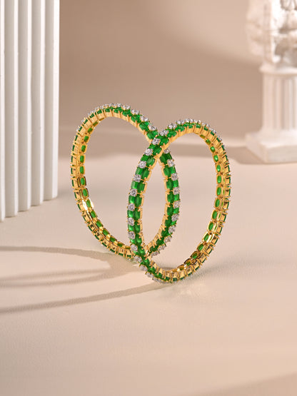 Emerald & Diamond Pair Of Bangles