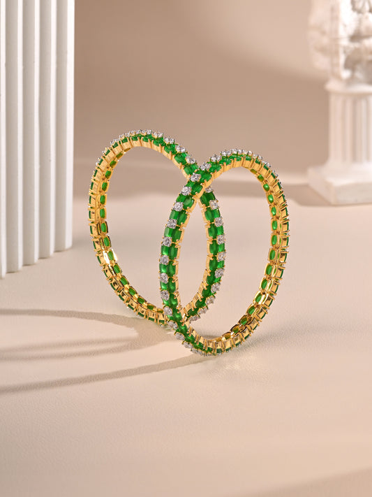 Emerald & Diamond Pair Of Bangles