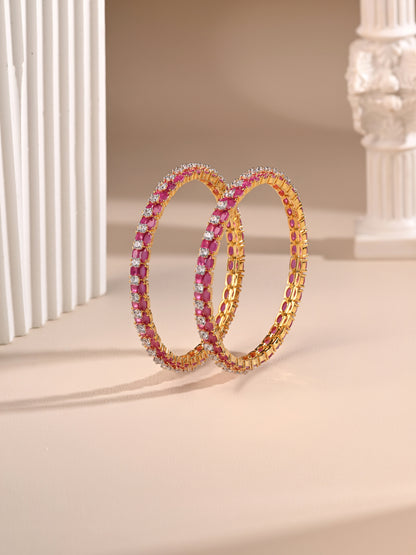 Ruby Zircon Diamond Pair Of Bangles