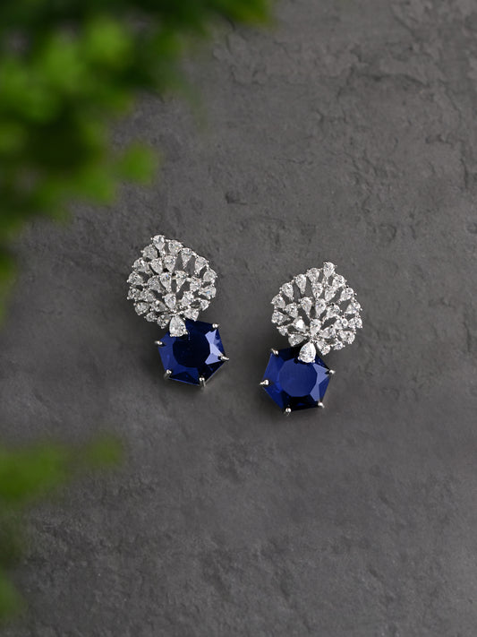 Sapphire Stud with Diamond Shower Earrings