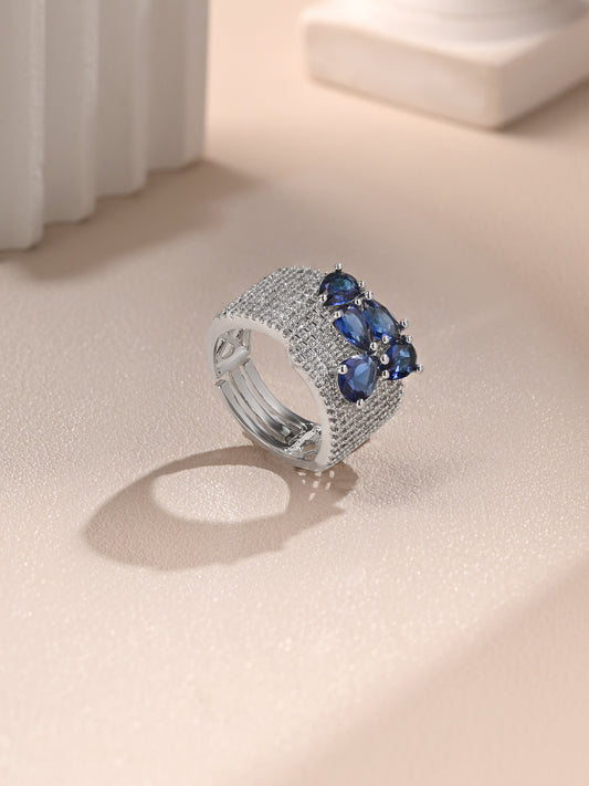 Italian Diamond Ring with Sapphire Drops