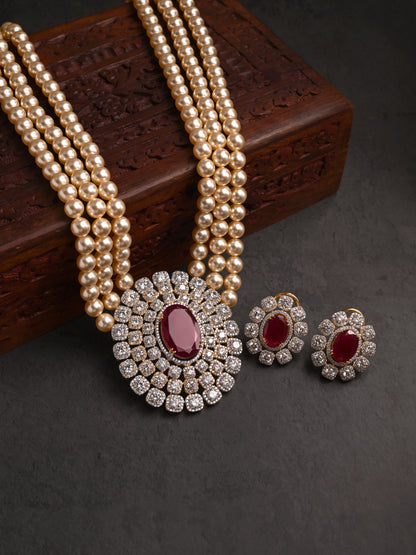 Queens Legacy Ruby Studded Pearl Set
