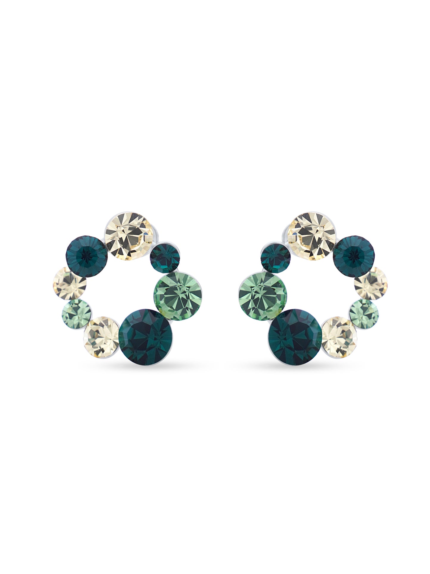 Shades Of Green Swarovski C Shape Crystal Earrings