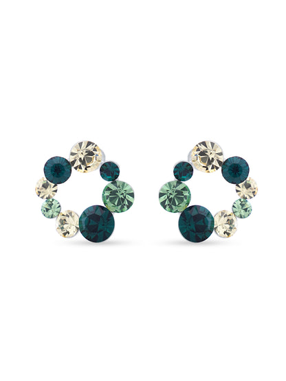 Shades Of Green Swarovski C Shape Crystal Earrings