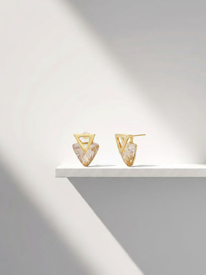 Krrystafee 18K Gold Plated Topaz Crystal Stud Earrings for Women | Everyday Gifting Jewellery