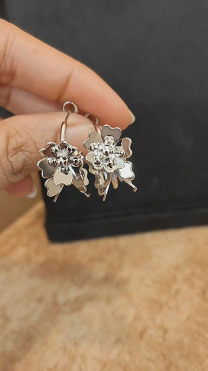 Silver Hoop with Blossom Flower