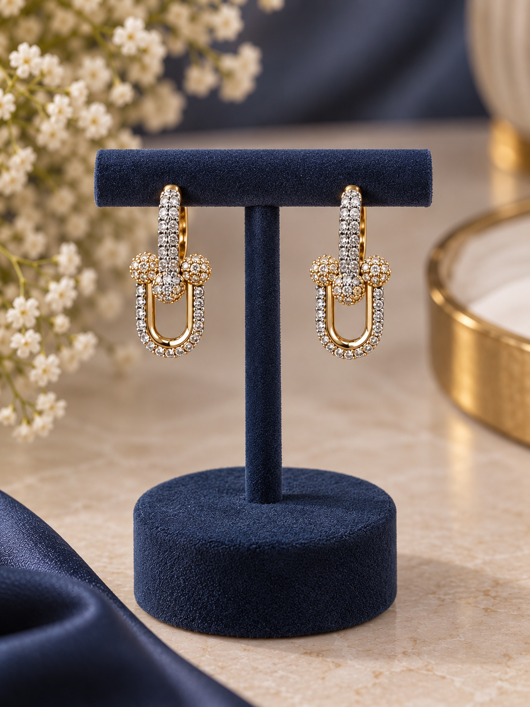 Krrystafee 18K Gold Plated Cute Zircon Earings