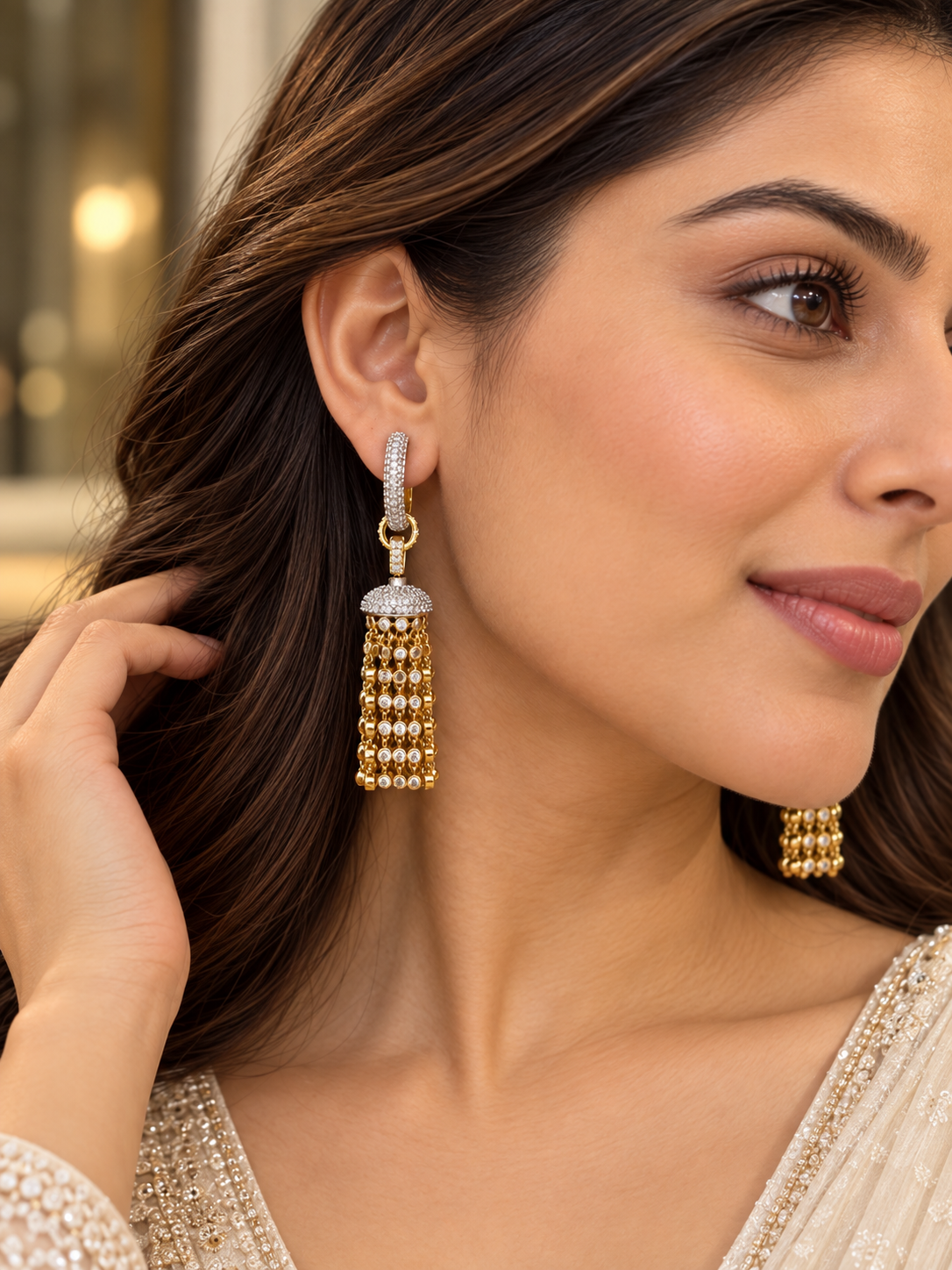 Krrystafee 18K Gold Plated Zircon Stone Danglers