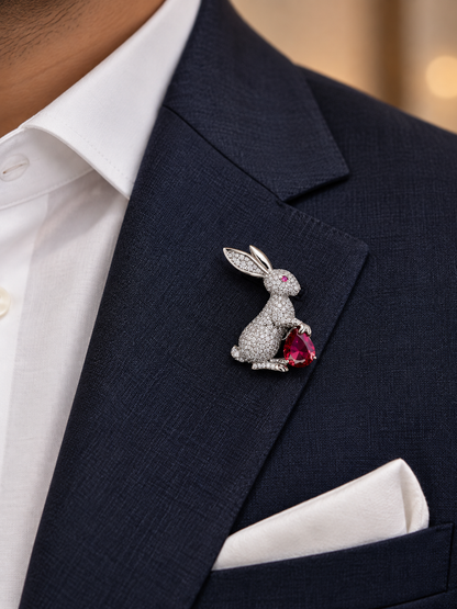 Krrystafee 18K Gold Plated Zircon Rabbit Broach