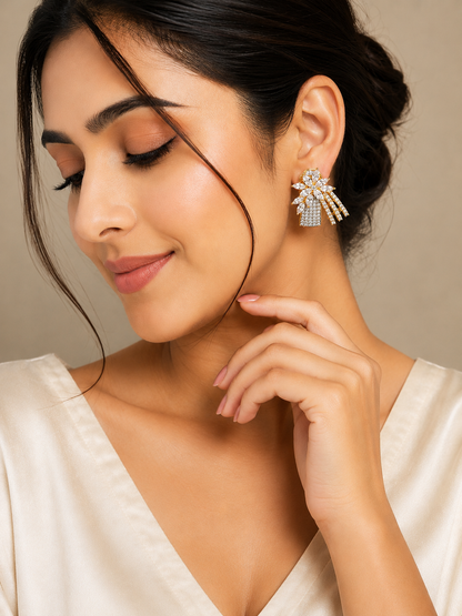 Krrystafee 18K Gold Plated Zircon Diamond Earings