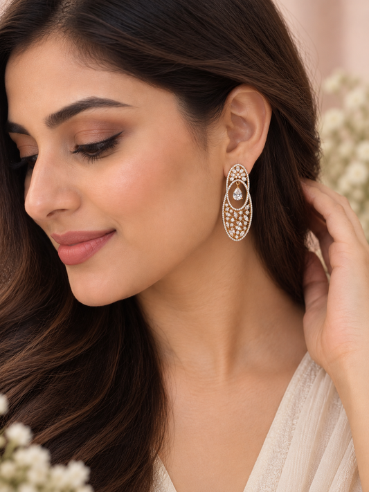 Krrystafee 18K Gold Plated Zircon Wedding Centric Earing