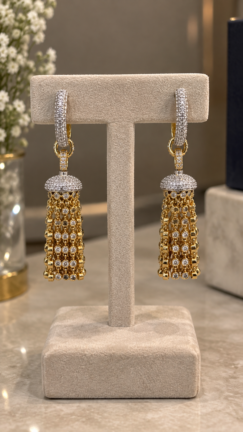 Krrystafee 18K Gold Plated Zircon Stone Danglers