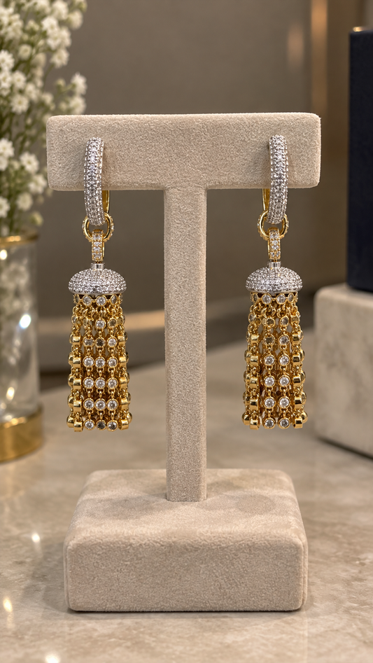 Krrystafee 18K Gold Plated Zircon Stone Danglers