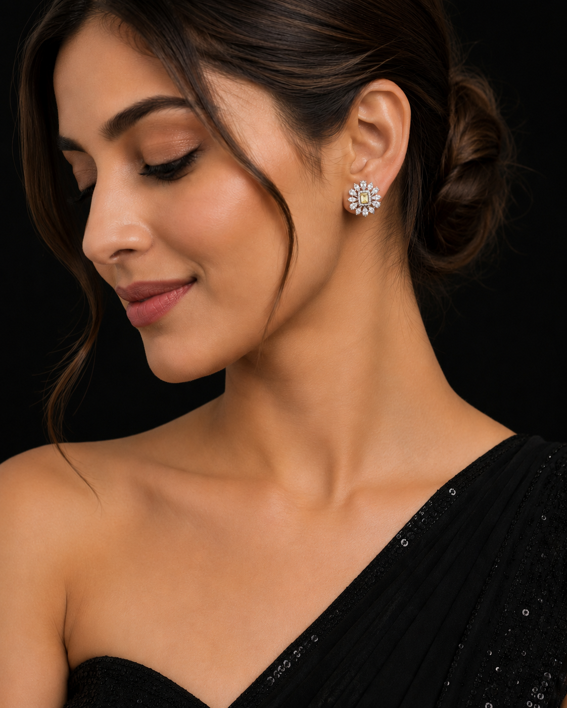 Krrystafee 18K Gold Plated Yellow Stone CZ Diamond Pendant Set In White Finish for Women | Festive Wear