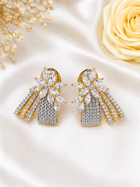 Krrystafee 18K Gold Plated Zircon Diamond Earings