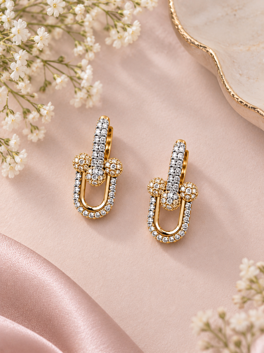 Krrystafee 18K Gold Plated Cute Zircon Earings