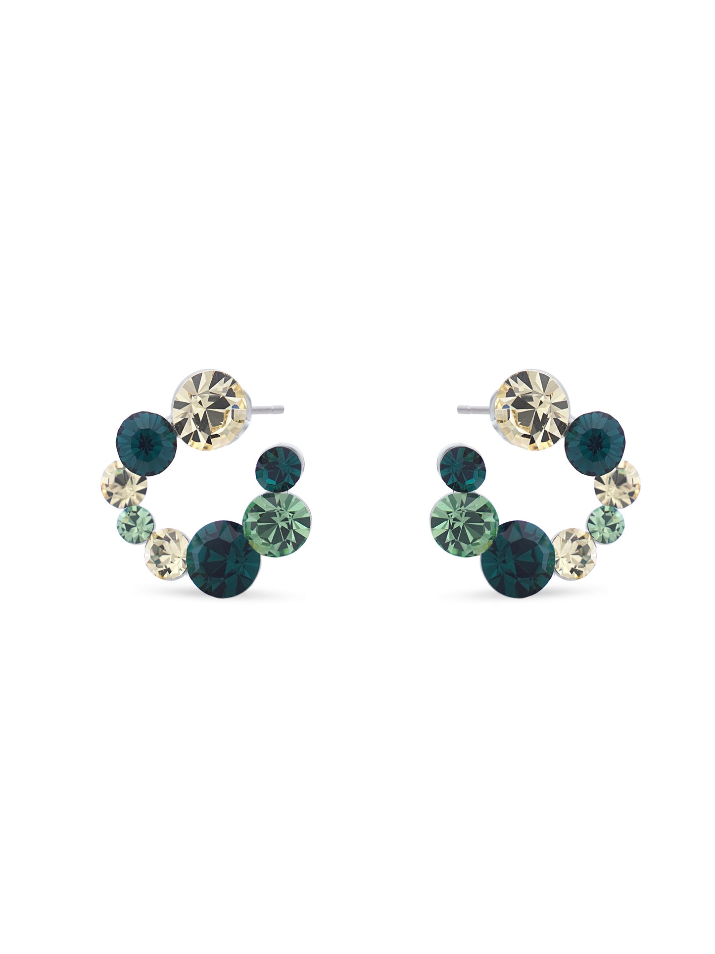 Shades Of Green Swarovski C Shape Crystal Earrings