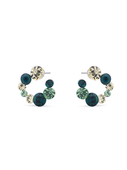 Shades Of Green Swarovski C Shape Crystal Earrings