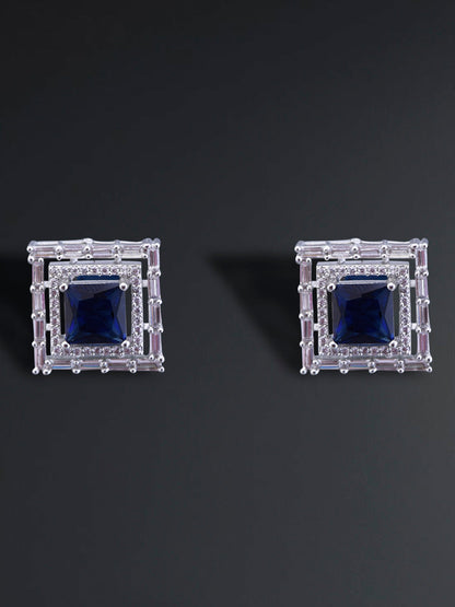 Sapphire with Diamond Halo Studs
