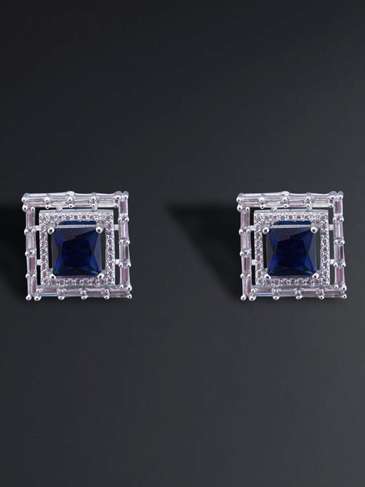 Sapphire with Diamond Halo Studs