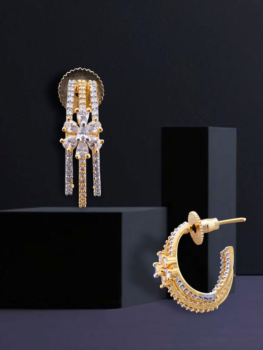 Gold & Silver Hoops with Flower