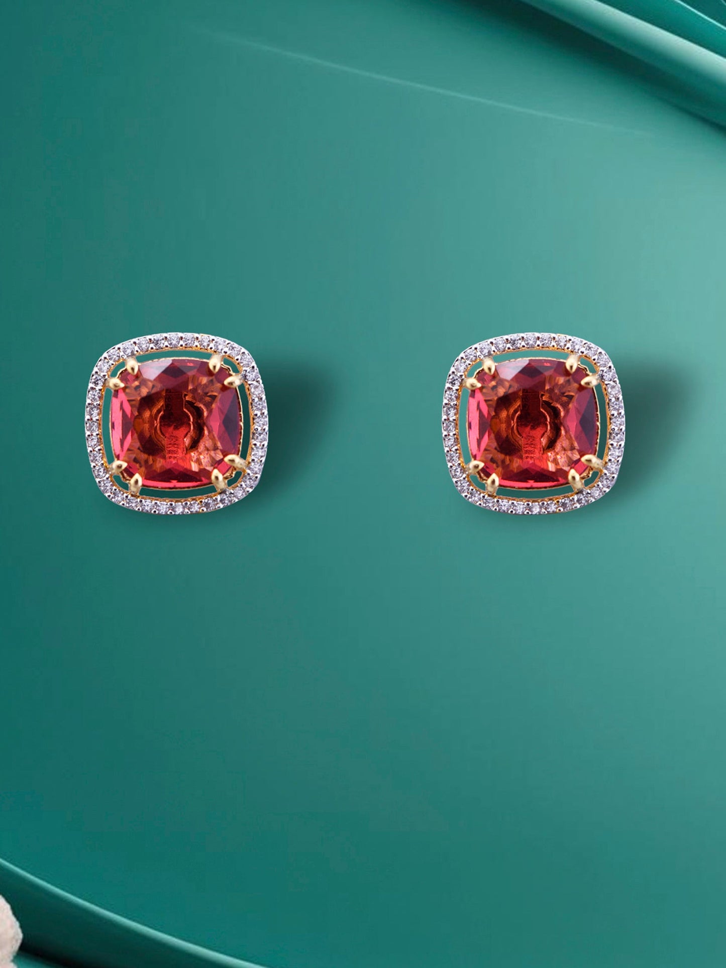 Ruby Studs with Halo