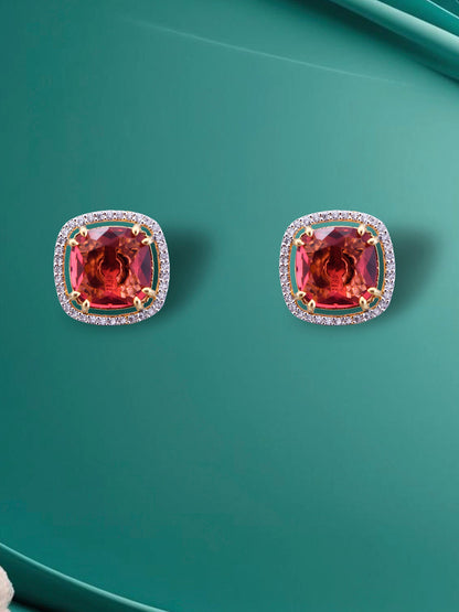 Ruby Studs with Halo